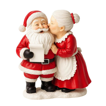 Mini Santa & Mrs. Claus Kissing Figurine