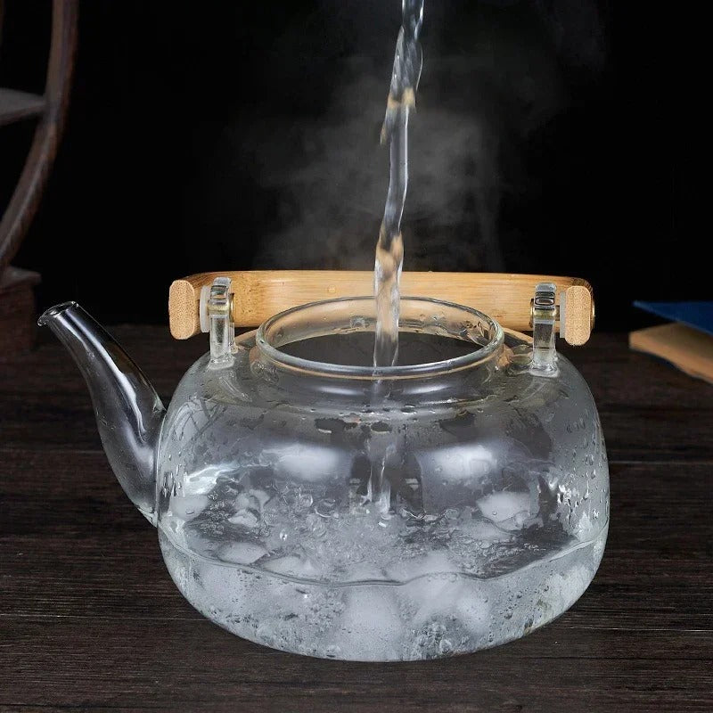 1000ml Glass Teapot with Wood Handle