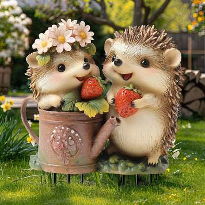 Cute Strawberry Hedgehog Garden Stake – 2D Flat Acrylic Decoration
