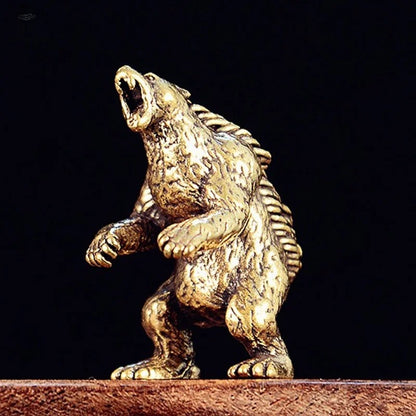 Mini Brass Furious Bear Desk Decor