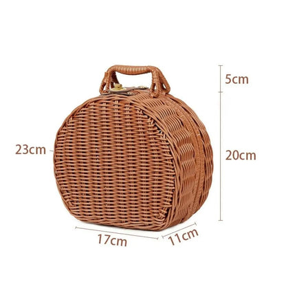 Handmade Round Wicker Basket With Lid