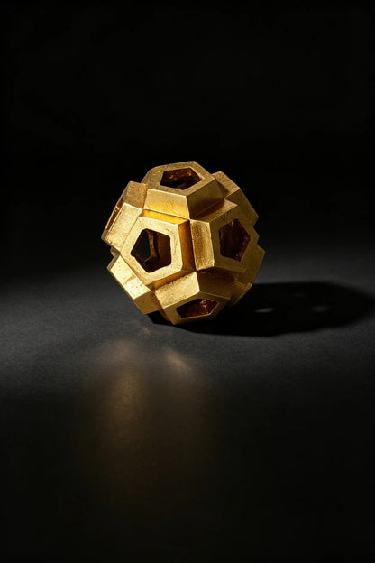 Gold Geometric Orb Sculpture