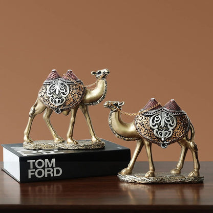 Ornate Camel Duo Figurines (Set of 2)