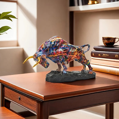 Bull Statue – Modern Colorful Resin Bull Sculpture for Home