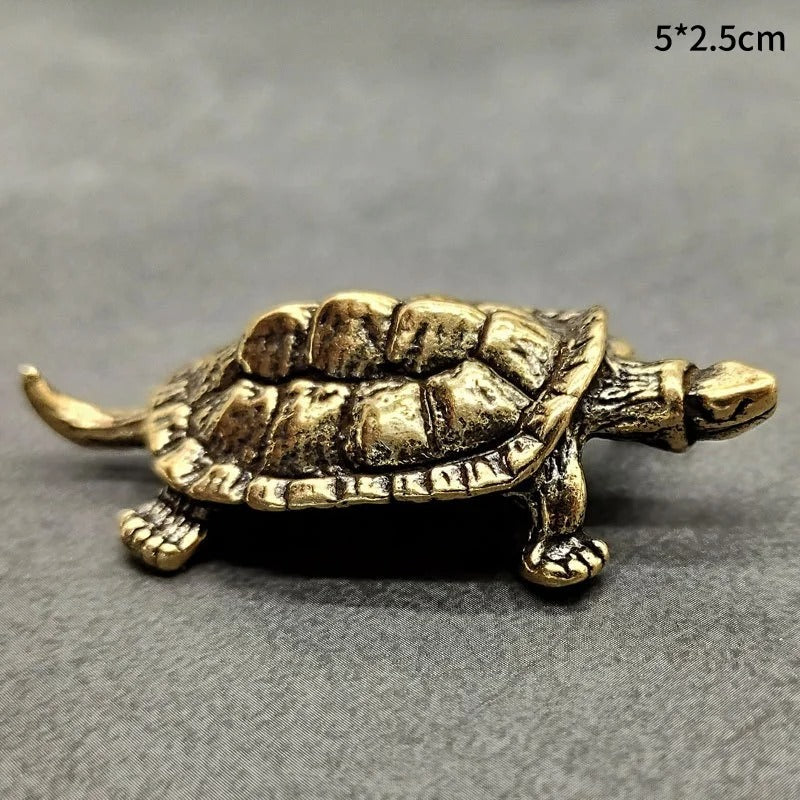 Vintage Brass Turtle Figurine Set - 2pcs