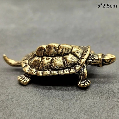 Vintage Brass Turtle Figurine Set - 2pcs