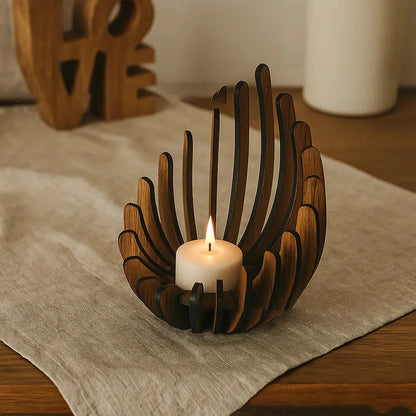Hand-Assembled Wooden Lotus Candle Holder