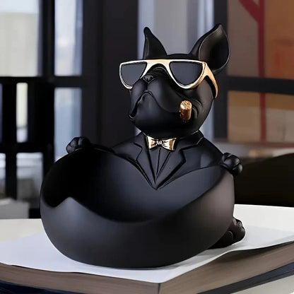 Cool Bulldog Storage Statue with Sunglasses