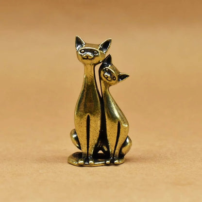Vintage Brass Couple Cat Ornament