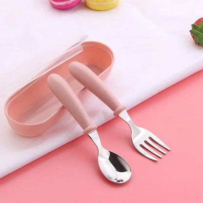 Kids Cutlery Set – 3-Piece Portable Spoon & Fork Set with Case