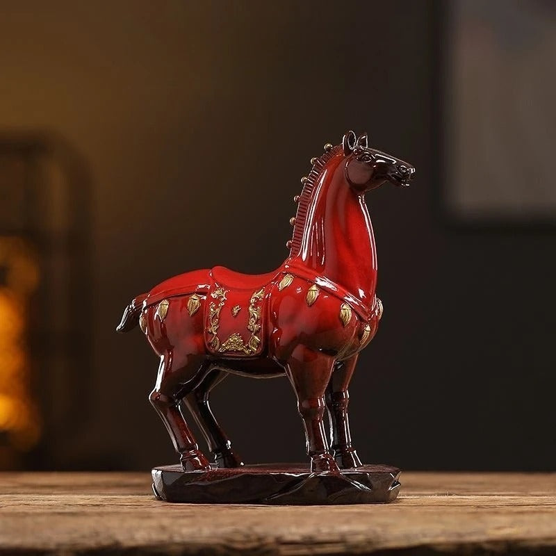 Luxury Red Horse Sculpture