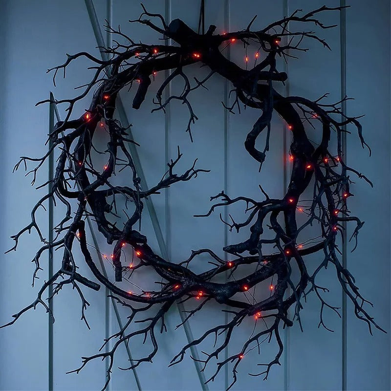LED Black Branch Wreath