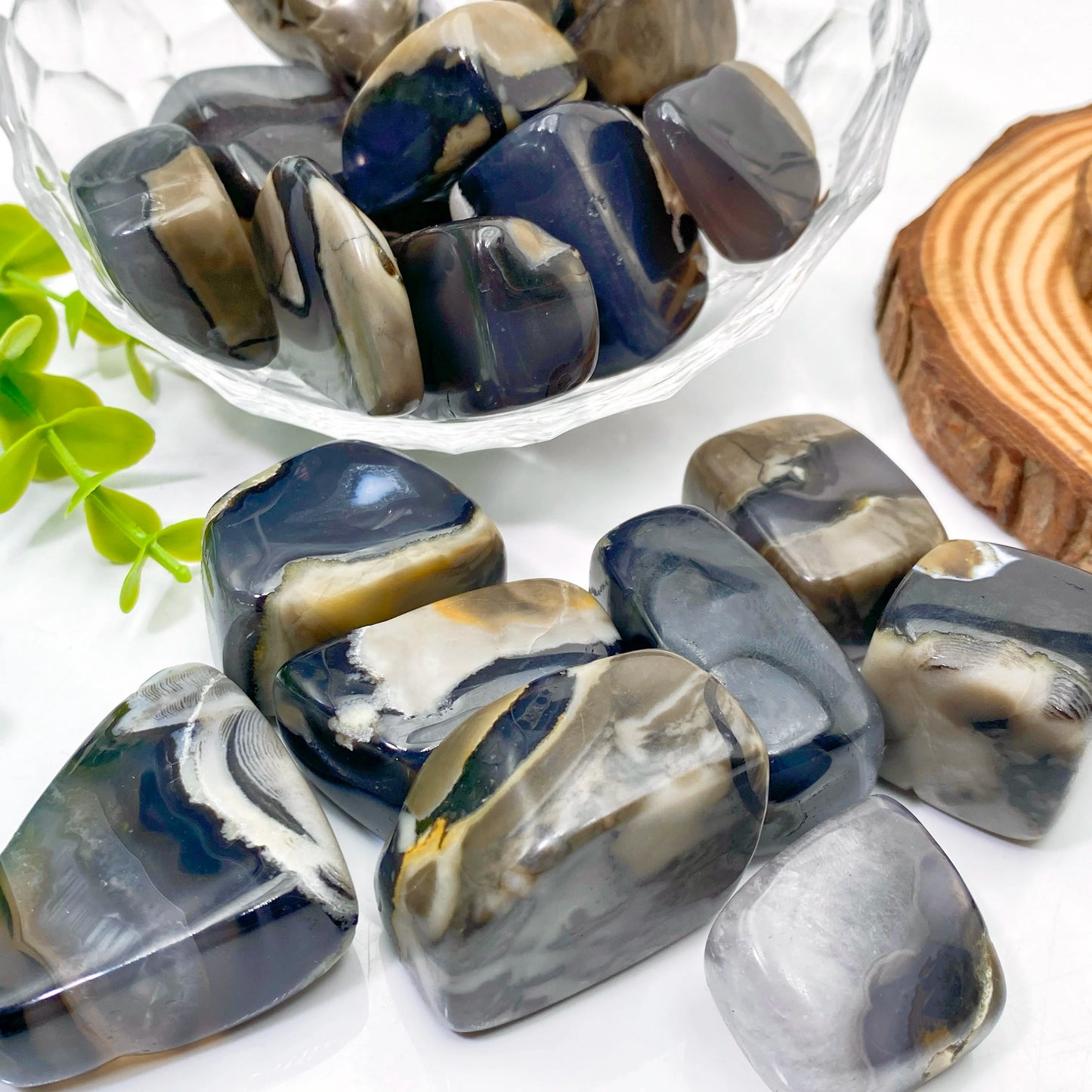 3-Piece Natural Volcanic Agate Crystal Set