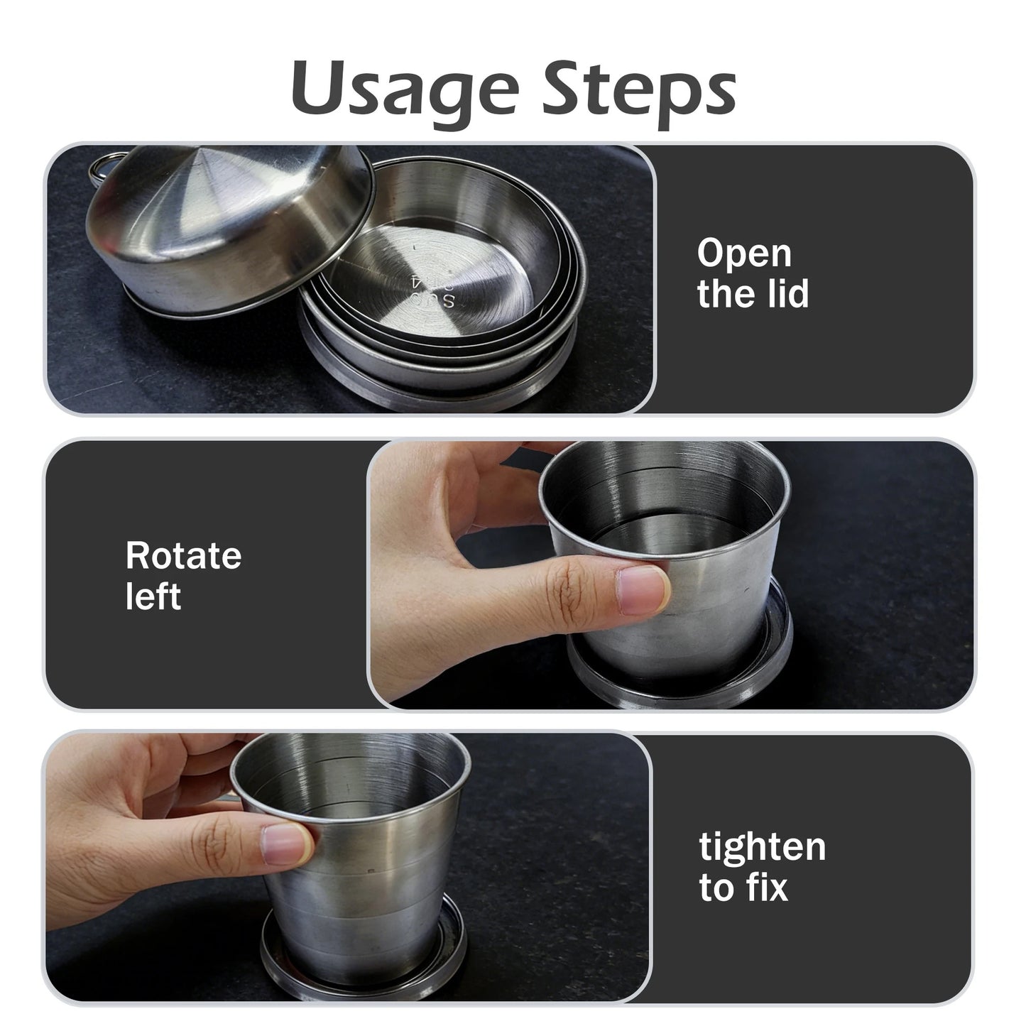 Portable Folding Stainless Steel Drinking Cup