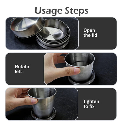 Portable Folding Stainless Steel Drinking Cup