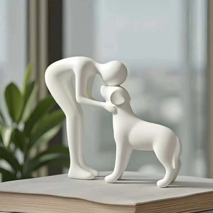 Abstract Human & Dog Figurine