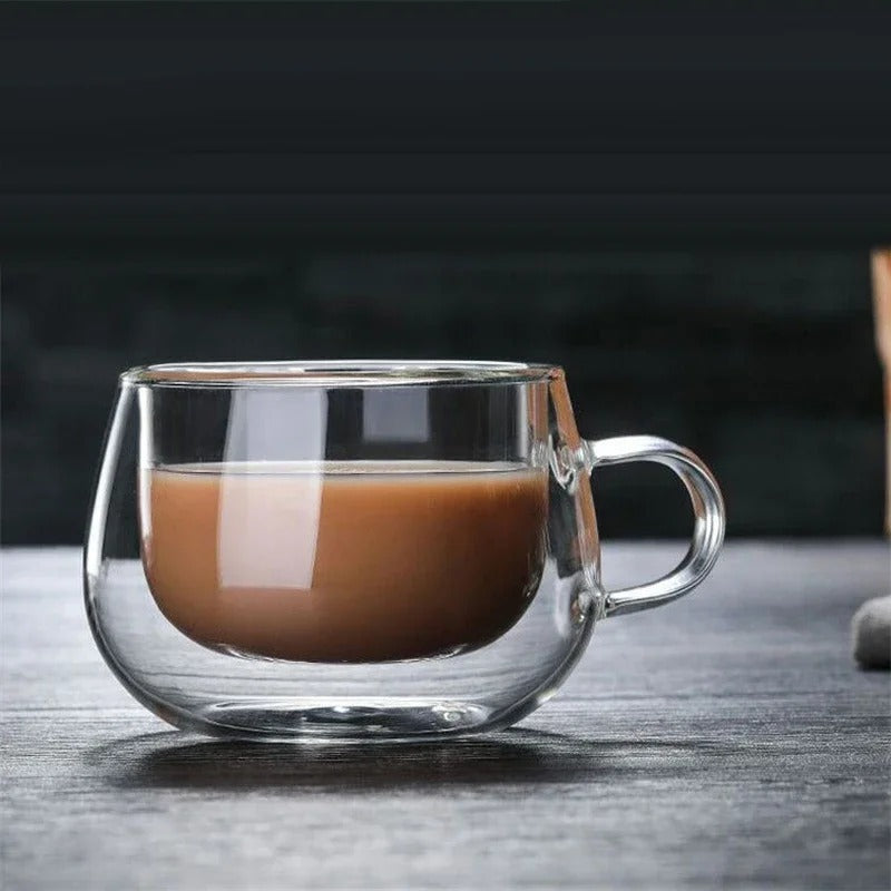 Double Wall Glass Coffee Mug – Heat Resistant
