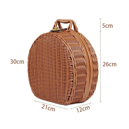 Handmade Round Wicker Basket With Lid