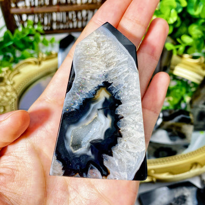 Random 3 Piece Black Agate Crystal Tower