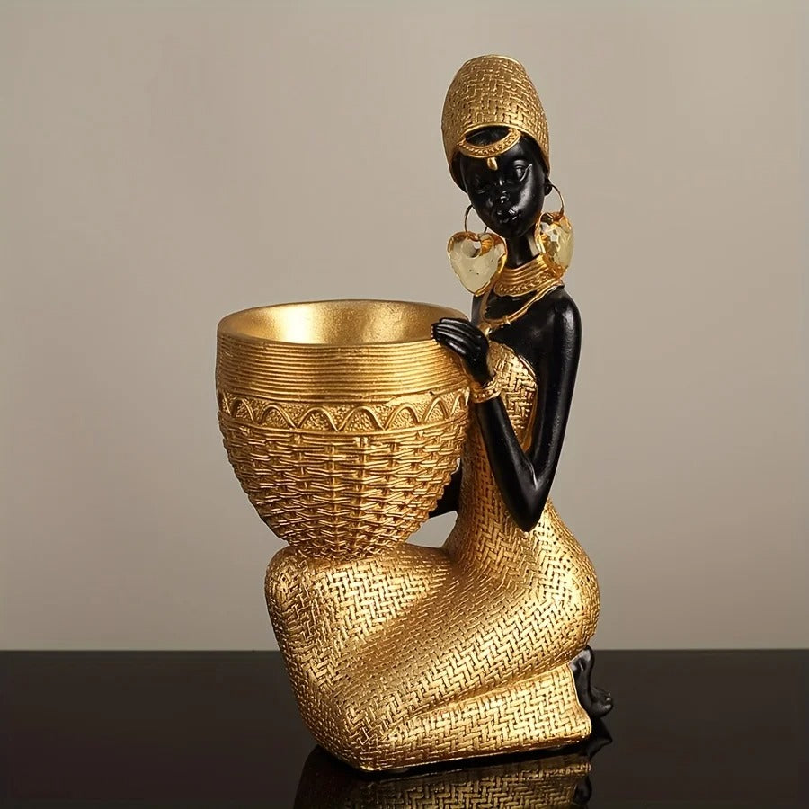 3-Piece African Lady Figurine Set