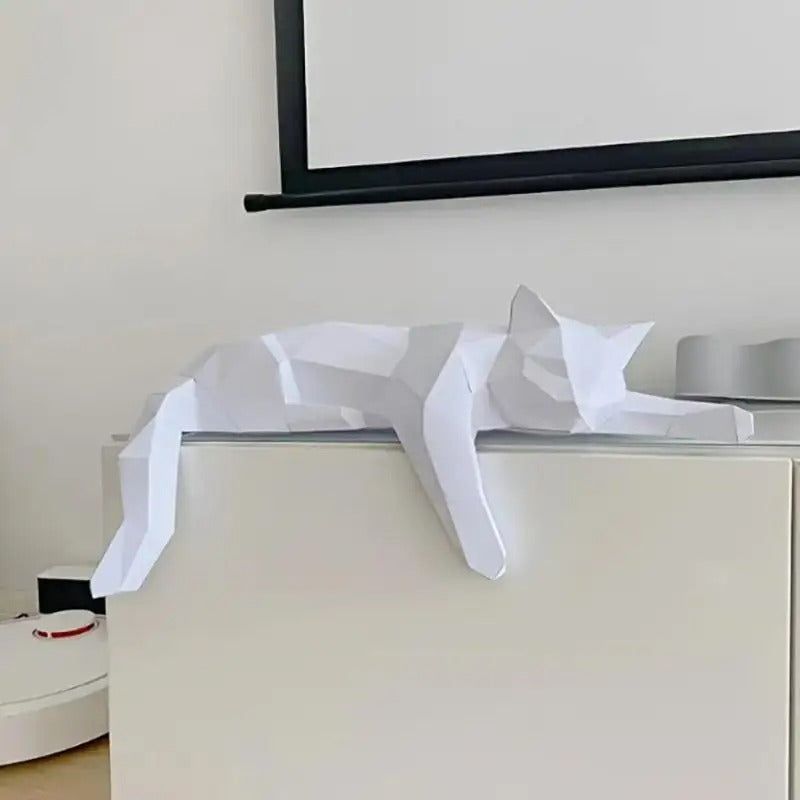 Modern Geometric Lying Cat Statue