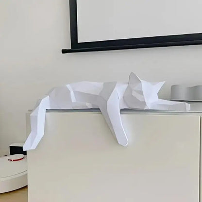 Modern Geometric Lying Cat Statue