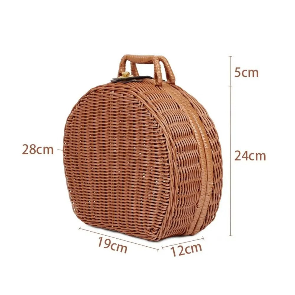 Handmade Round Wicker Basket With Lid