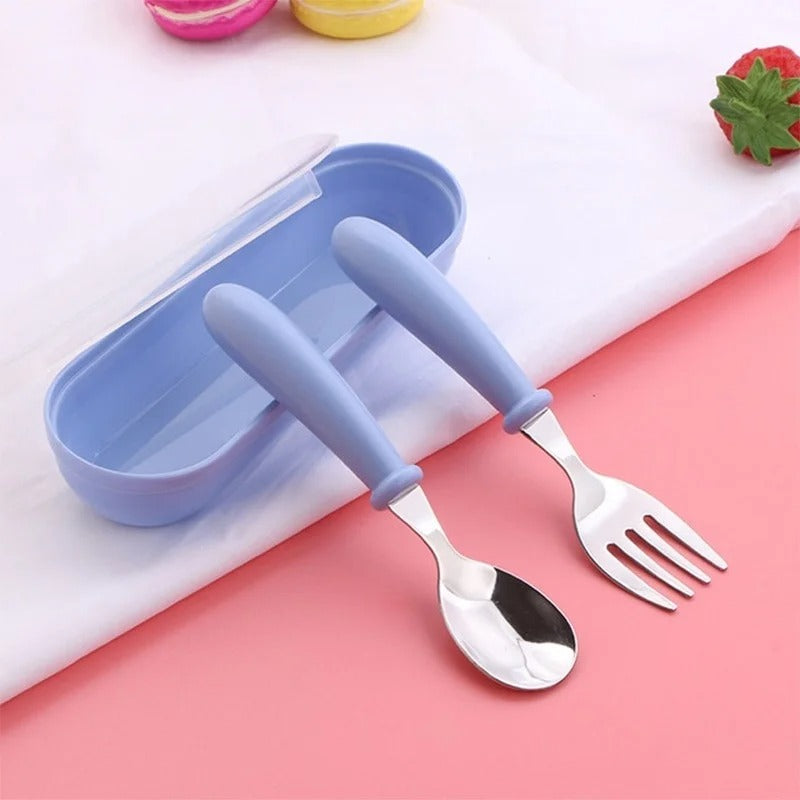 Kids Cutlery Set – 3-Piece Portable Spoon & Fork Set with Case
