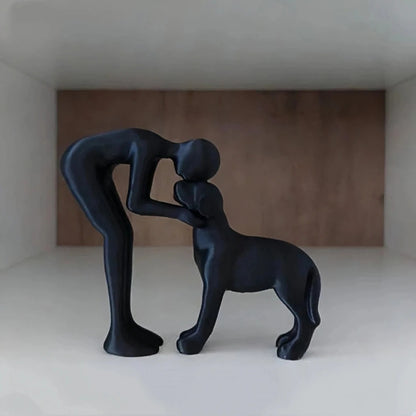 Abstract Human & Dog Figurine
