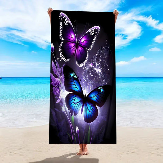 Butterfly Beach Towel – Ultra Fine Fiber Quick Dry Travel Towel for Beach, Pool & Gym